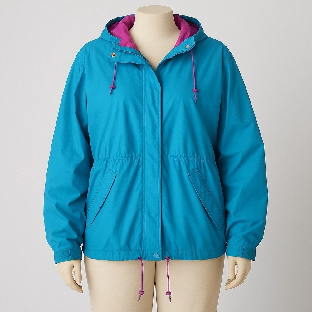 Helly Hansen Y2K Womens Rain Coat Jacket Size‎ M Pink Blue Gorp Outdoor Pockets